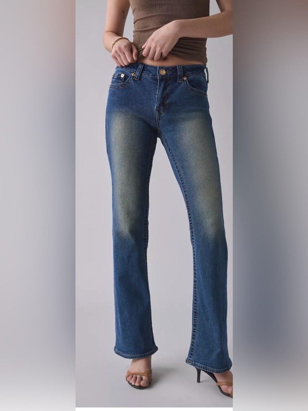 NWOT True Religion Glitter Spray Becca Low-Rise Bootcut Jean